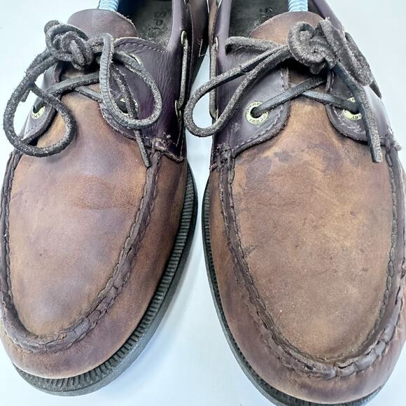 SPERRY TOP SIDER - 0195412 Two-Tone Brown Tan Leather Boat Shoes, Mens 11 M - Picture 4 of 15